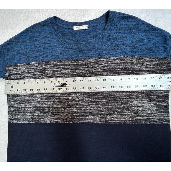 Rag and Bone Womens Blue Charcoal Striped Long Sleeve Hudson Top Small Stretch - Picture 7 of 8